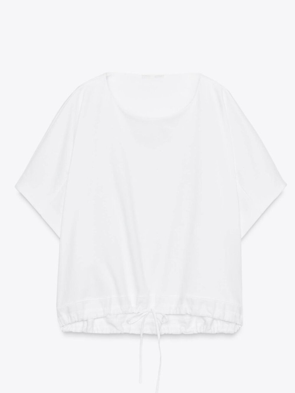 ZARA HIGH LOW COTTON TIE T-SHIRT IN WHITE SIZE SMALL
